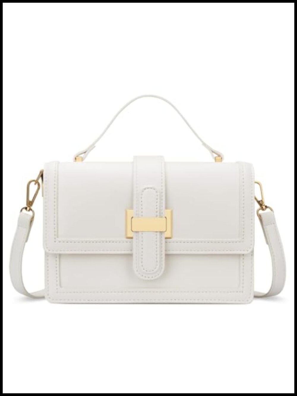PU Leather Crossbody Satchel Small Top Handle Purse with Wide Strap